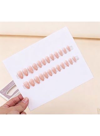 24pcs Press On False Nails,Edition French Almond Nail Design With Nude Pink Gradient Almond-Shaped Artificial Nails Design, Acrylic Nails With Glue Kit. - view 5