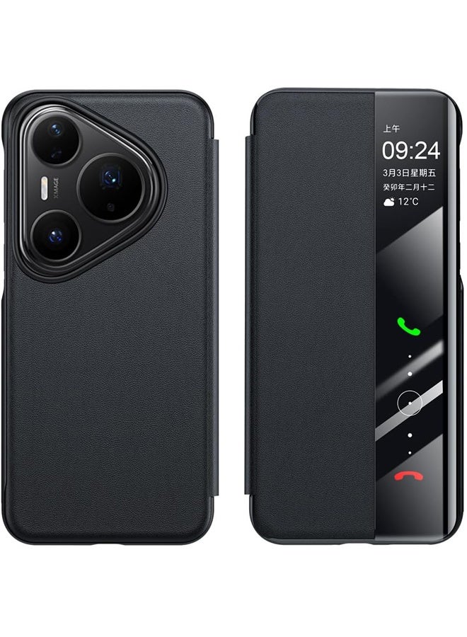 general Leather Case Compatible with Huawei Pura 80 Ultra Flip Cover Smart Window with Flip Free Answering Slim Lightweight Anti Drop Shockproof Protective Cover - Image 1
