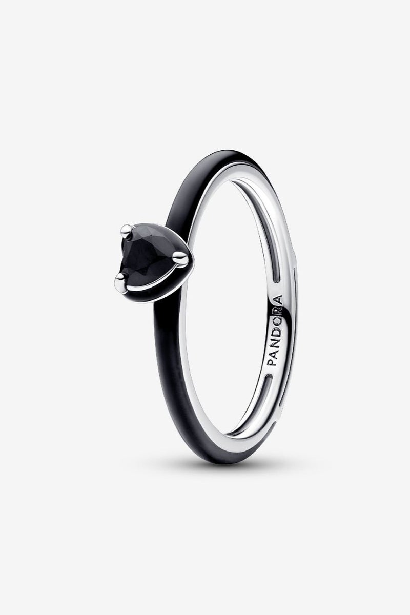 PAN Pandora ME Black Enamel Chakra Heart Ring for Women 193088C01  - Image 1