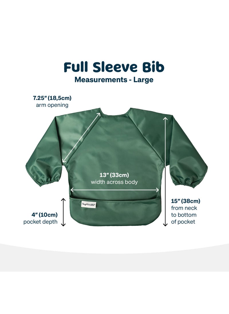 Tiny Twinkle Tiny Twinkle Mess Proof Baby Bib, 2 Pack Long Sleeve Bib Outfit, Waterproof Bibs for Toddlers, Machine Washable, Tug Proof (Slate Olive, Large 2-4 Years)  - Image 3