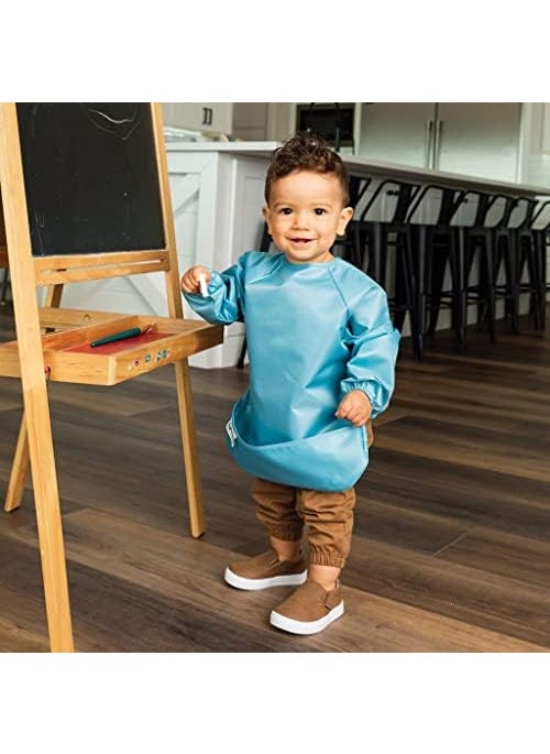 Tiny Twinkle Tiny Twinkle Mess Proof Baby Bib, 2 Pack Long Sleeve Bib Outfit, Waterproof Bibs for Toddlers, Machine Washable, Tug Proof (Slate Olive, Large 2-4 Years)  - Image 4
