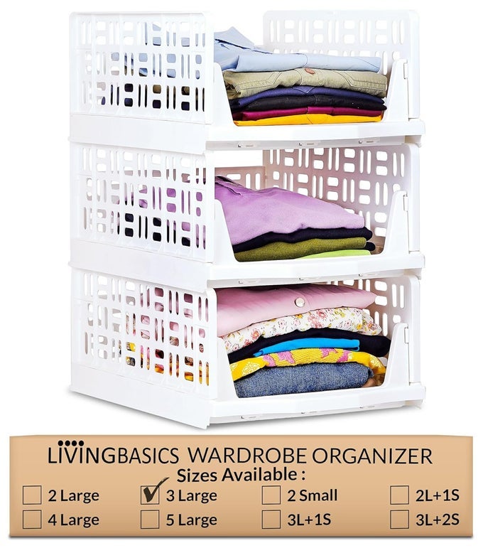 WARDROBE ORGANIZER FOR CLOTHESCLOTHES ORGANISER FOR WARDROBEFOLDABLE WARDROBE ORGANIZERCLOSET ORGANIZER FOR WARDROBESTACKABLE DRESS ORGANISER FOR ALMIRAH 3 LARGE PLASTIC