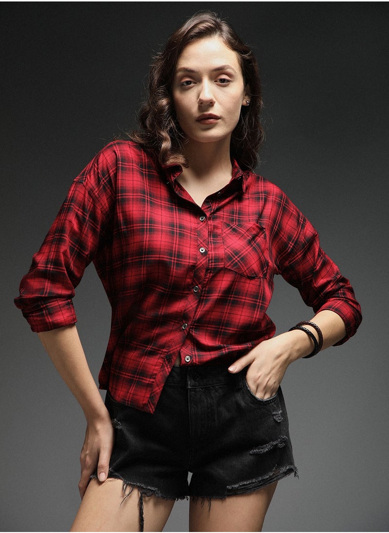 HIGH STAR Boxy Check Shirt for Women  - Image 2