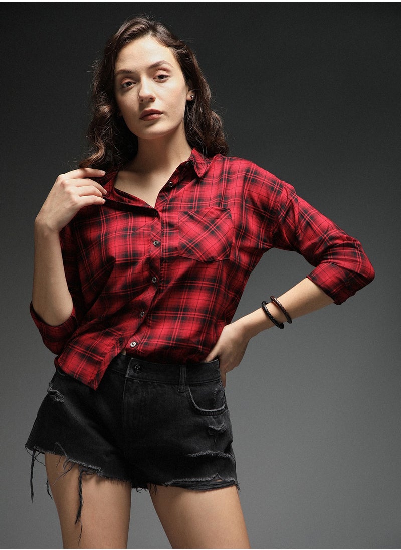 HIGH STAR Boxy Check Shirt for Women  - Image 1