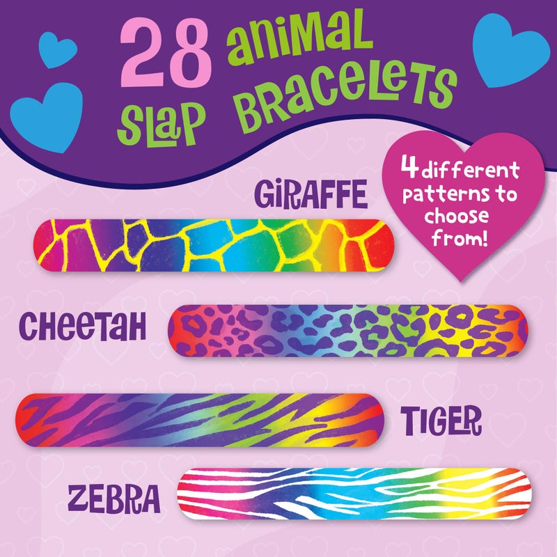 Peaceable Kingdom Valentines Cards for Kids Classroom, Set of 28 Valentines Day Gifts - Animal Print Slap Bracelets - Image 2