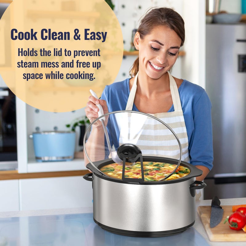 NiHome Slow Cooker Lid Holder Fit for Crockpot for Hands-Free Cooking, Fits Various Lid Sizes, Stable and Non-Slip Design, Prevents Water Stains on Countertops, Easy to Use, Space-Saving Storage - Image 5