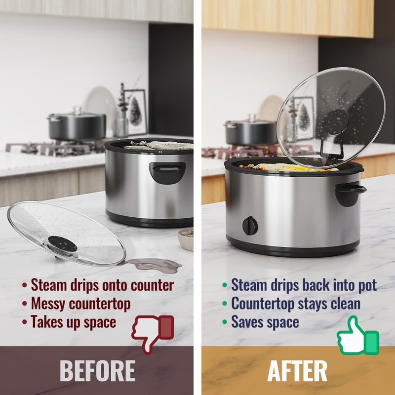 NiHome Slow Cooker Lid Holder Fit for Crockpot for Hands-Free Cooking, Fits Various Lid Sizes, Stable and Non-Slip Design, Prevents Water Stains on Countertops, Easy to Use, Space-Saving Storage - Image 2