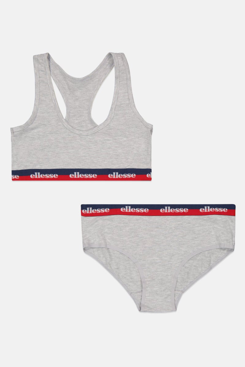 Ellesse Women 2 Pieces Brand Logo Bralette And Underwear Set, Grey  - Image 1