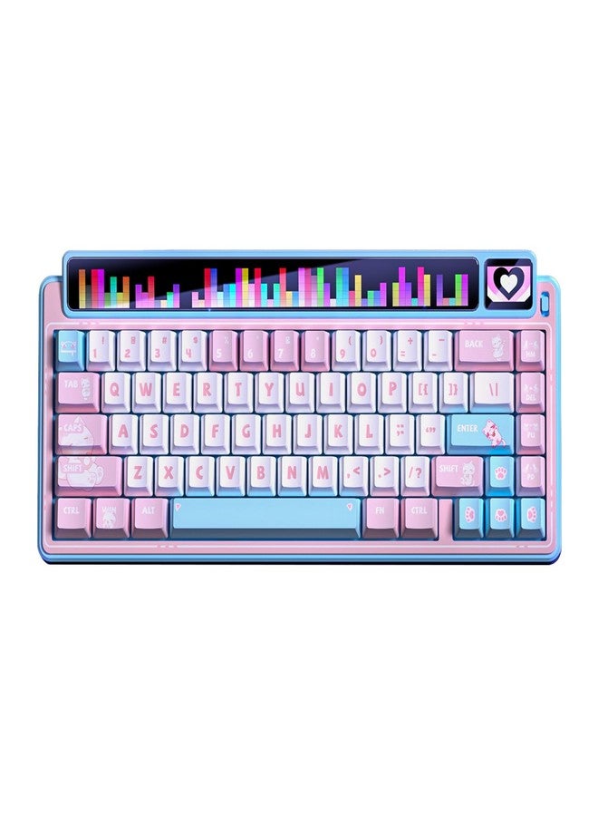 Leobog x Classroom AMG65 Mechanical Gaming Keyboard w/ Dual Screen, 65% Wireless Small Custom Keyboard RGB,Bluetooth/2.4G/Wired, Rapid Trigger, Hot Swappable for Windows Laptop PC Mac - Pink/Blue - Image 1