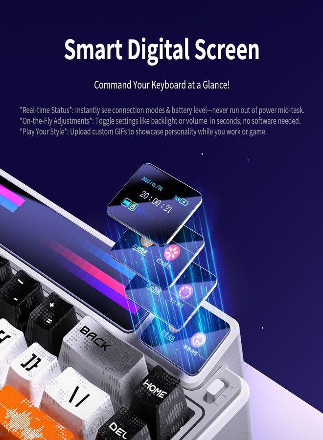 Leobog x Classroom AMG65 Mechanical Gaming Keyboard w/ Dual Screen, 65% Wireless Small Custom Keyboard RGB,Bluetooth/2.4G/Wired, Rapid Trigger, Hot Swappable for Windows Laptop PC Mac - Pink/Blue - Image 4