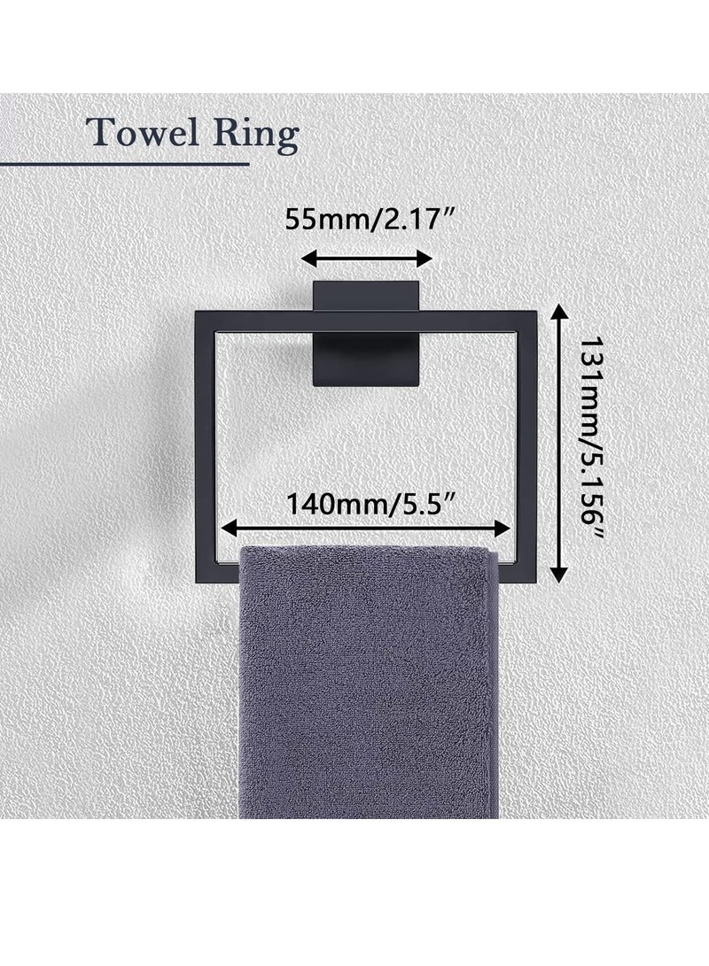5-Pieces Matte Black Bathroom Hardware Accessories Set, SUS304 Stainless Steel Bath Towel Bar Set, Towel Racks for Bathroom Wall Mounted. - Image 3
