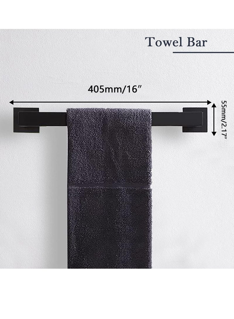 5-Pieces Matte Black Bathroom Hardware Accessories Set, SUS304 Stainless Steel Bath Towel Bar Set, Towel Racks for Bathroom Wall Mounted. - Image 2