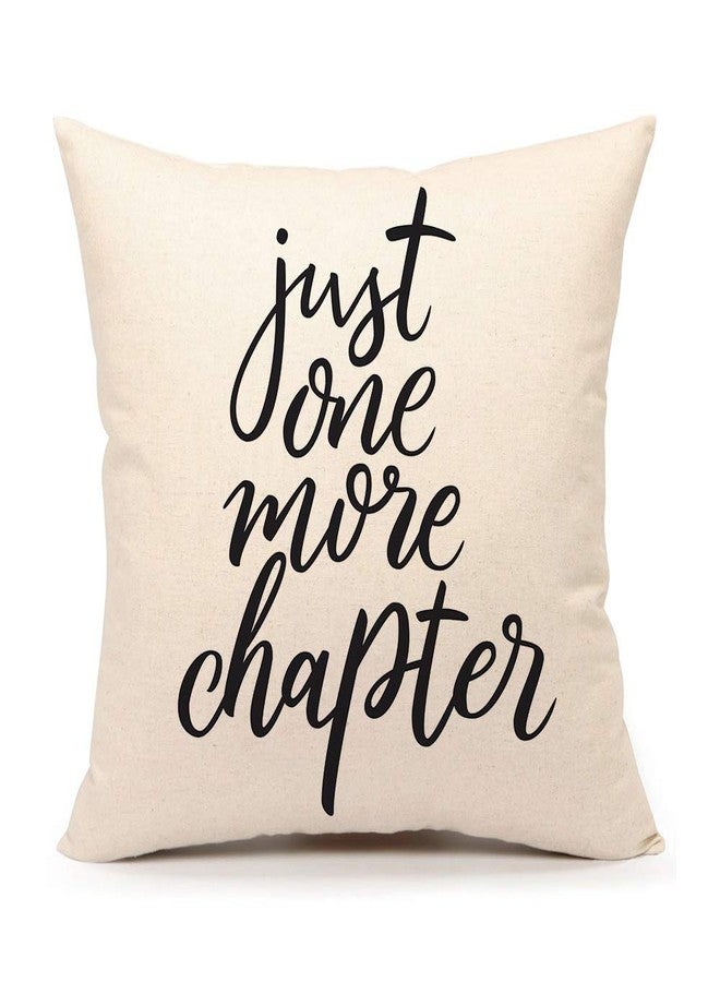 4TH Emotion Just One More Chapter Throw Pillow Case Cushion Cover Book Lovers Linen 18 x 18 Inch - Image 1