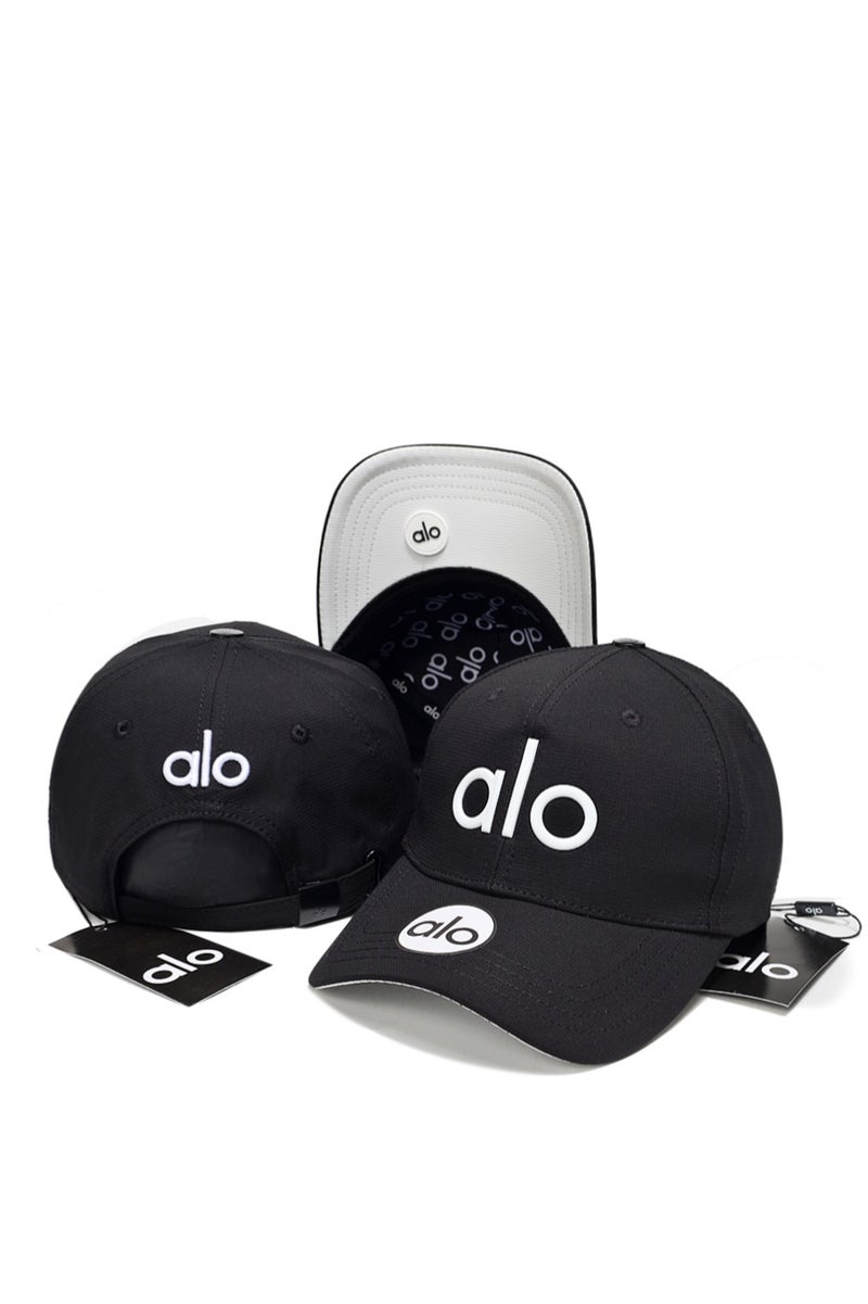 alo Alo Cap: Black, Contrast Logo & Brand Detailing 