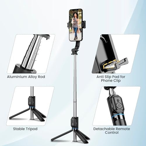 WeCool S2 Selfie Stick Tripod, 6sec Telescopic Pole with 42in/106cm extendable Selfie Stick, Detachable Mobile Holder with Wireless Remote for Photoshoot & Vlogging, Compatible with iPhone & Android - Image 5