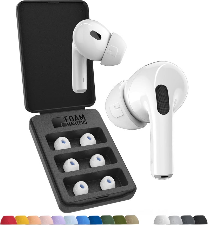 AutoLine Pro Foam Masters Memory Foam Ear Tips for AirPods 1st & 2nd Gen | 3 Pairs | New Version 4.0 - | Comfortable | Secure | Better Noise Cancellation | Replacement Buds (Small, White) - Image 1