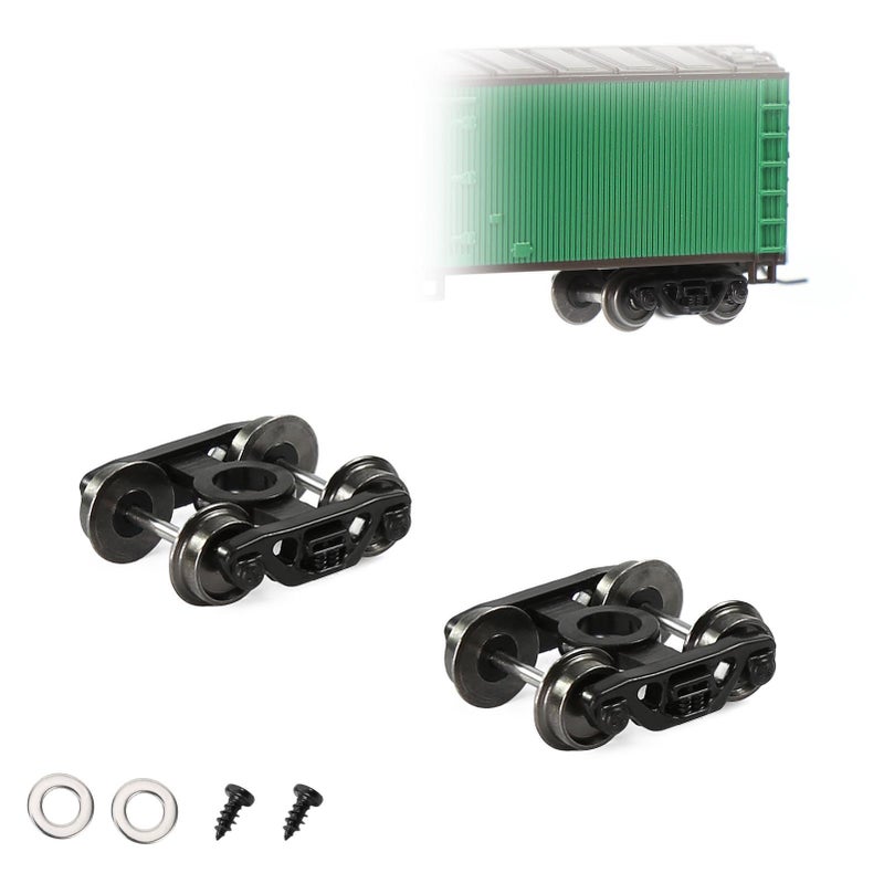 Evemodel 2PCs N Scale 1160 Roller Bearing Truck Bogies 33 Metal DC Wheelsets with Screws Washers HP30150 2