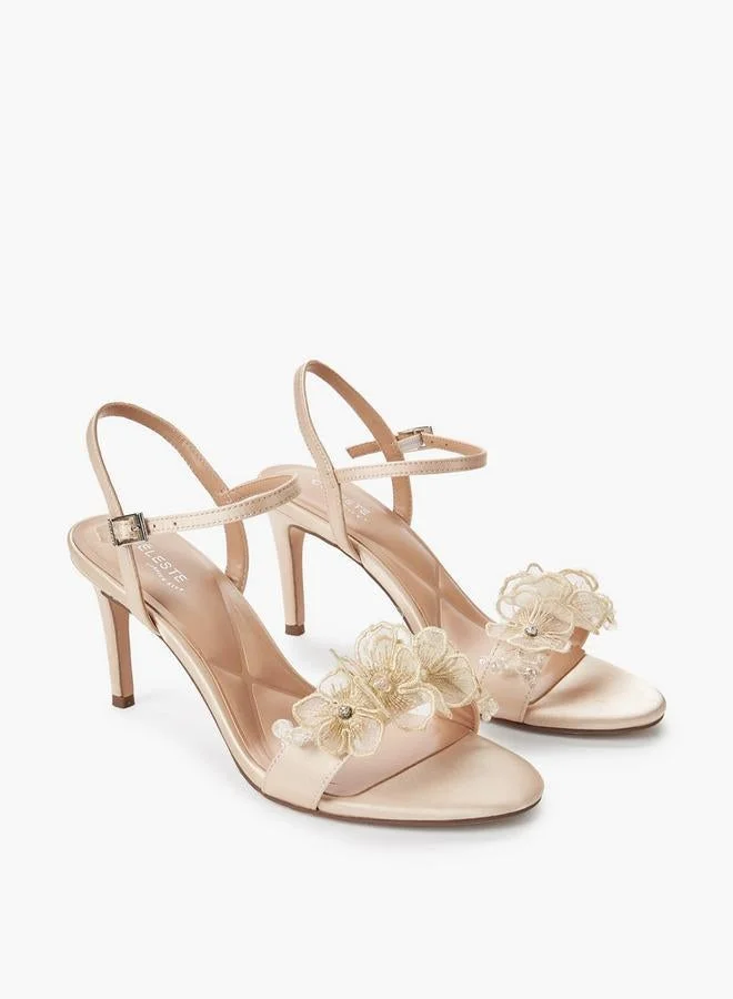 Celeste Women Floral Embellished Stiletto Heel Sandals