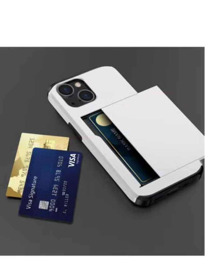 GULFLINK iPhone 15 Plus Case with Card Holder Heavy Duty Dual Layer Hidden Card Slot Slim Wallet case White - Image 2