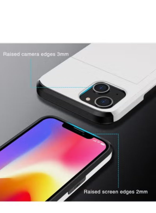 GULFLINK iPhone 15 Plus Case with Card Holder Heavy Duty Dual Layer Hidden Card Slot Slim Wallet case White - Image 3