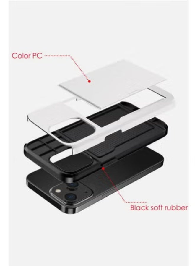 GULFLINK iPhone 15 Plus Case with Card Holder Heavy Duty Dual Layer Hidden Card Slot Slim Wallet case White - Image 4