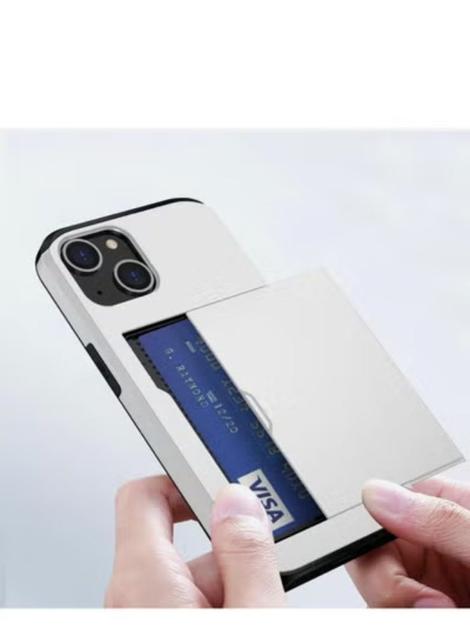 GULFLINK iPhone 15 Plus Case with Card Holder Heavy Duty Dual Layer Hidden Card Slot Slim Wallet case White - Image 5