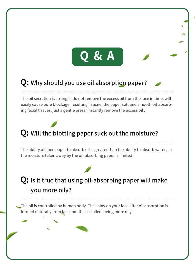 DUcare - Oil Blotting Sheets for Face, 100 Counts Green Tea Blotting Paper For Oily Skin with Portable Mirror Case & Makeup Puff, Oil Absorbing Sheets for Face - Image 1