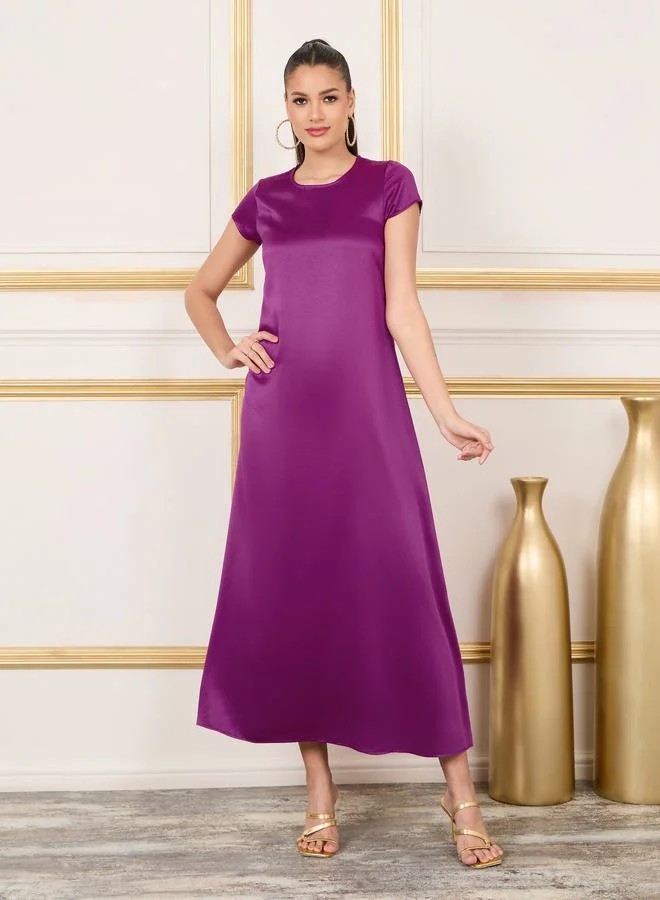 ستايلي Diamond Texture Dobby Abaya and Satin Inner Dress Set