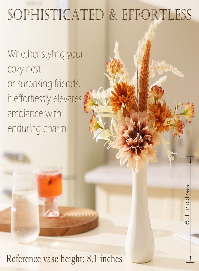 Joeabor Fake Flower Bouquet, Faux Flower Arrangement for Decorating Kitchens, Bedrooms, Bathrooms, Realistic Artificial Flowers Made of Silk & Plastic, Floral Decoration with Dahlia & Small Blossoms - Image 4