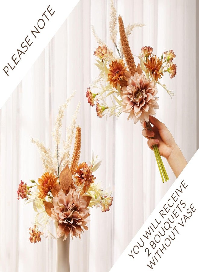 Joeabor Fake Flower Bouquet, Faux Flower Arrangement for Decorating Kitchens, Bedrooms, Bathrooms, Realistic Artificial Flowers Made of Silk & Plastic, Floral Decoration with Dahlia & Small Blossoms - Image 2
