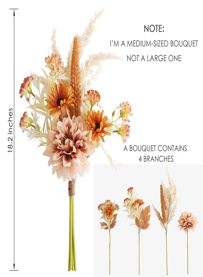 Joeabor Fake Flower Bouquet, Faux Flower Arrangement for Decorating Kitchens, Bedrooms, Bathrooms, Realistic Artificial Flowers Made of Silk & Plastic, Floral Decoration with Dahlia & Small Blossoms - Image 3