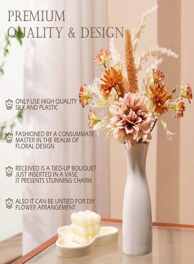 Joeabor Fake Flower Bouquet, Faux Flower Arrangement for Decorating Kitchens, Bedrooms, Bathrooms, Realistic Artificial Flowers Made of Silk & Plastic, Floral Decoration with Dahlia & Small Blossoms - Image 5