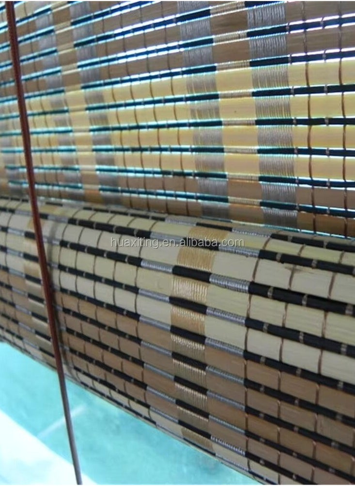 Generic - Natural bamboo blinds (width: 90 cm x height: 110 cm) Basic color: beige with interwoven colors Easy to install Comes with installation tools - Image 1