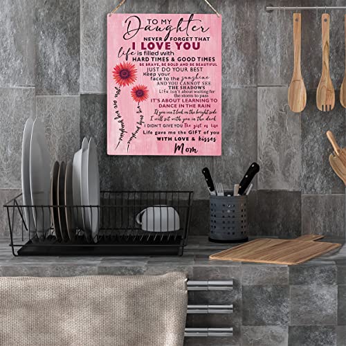 YCYD Inspirational Sunflower Daughter Gift from Mom Wall Art To My Daughter Wooden Hanging Sign Daughter Gifts Birthday Gifts for Daughter Sign for Living Room Home Bedroom Girls Room Decor 8 x 10 Inches - Image 4