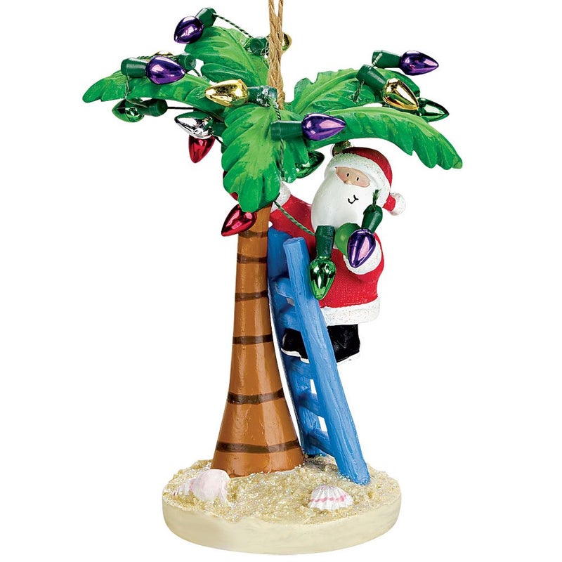 Cape Shore Santa Decorating Palm with Lights Ornament 35inches Height Resin Multicolor