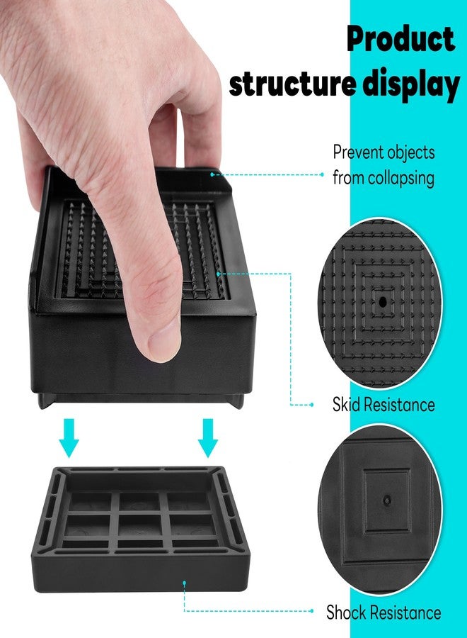 BTSD-home Furniture Risers 1.5 Inch Bed Lifts Risers Table Leg Extenders Perfect for Couch, Chair, Table, and More 4 Pack Black Square - Image 3