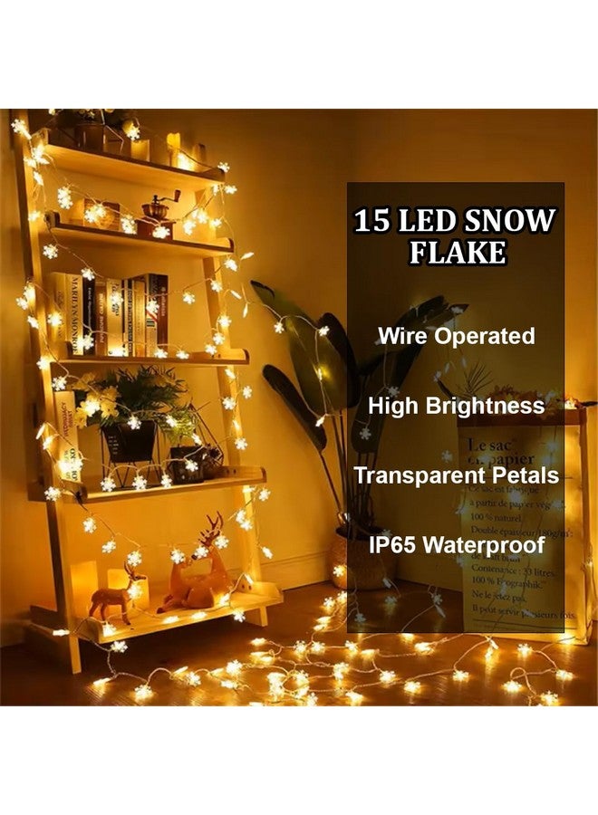 fizzytech Plastic Snow Flake String Lights of Home Decoration Diwali Light for Party Birthday Diwali Christmas Navratri Valentine Gift Home Decoration Light (3 Meter 15 Led, Warm White) - Image 5