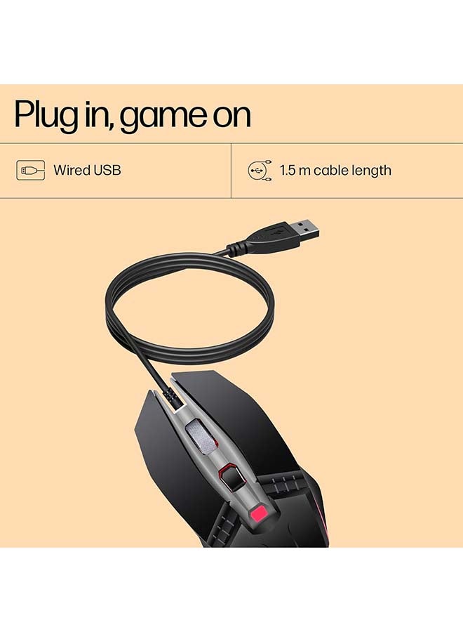 HP Renewed -  M270 Backlit USB Wired Gaming Mouse with 6 Buttons, 4-Speed Customizable 2400 DPI - Image 3