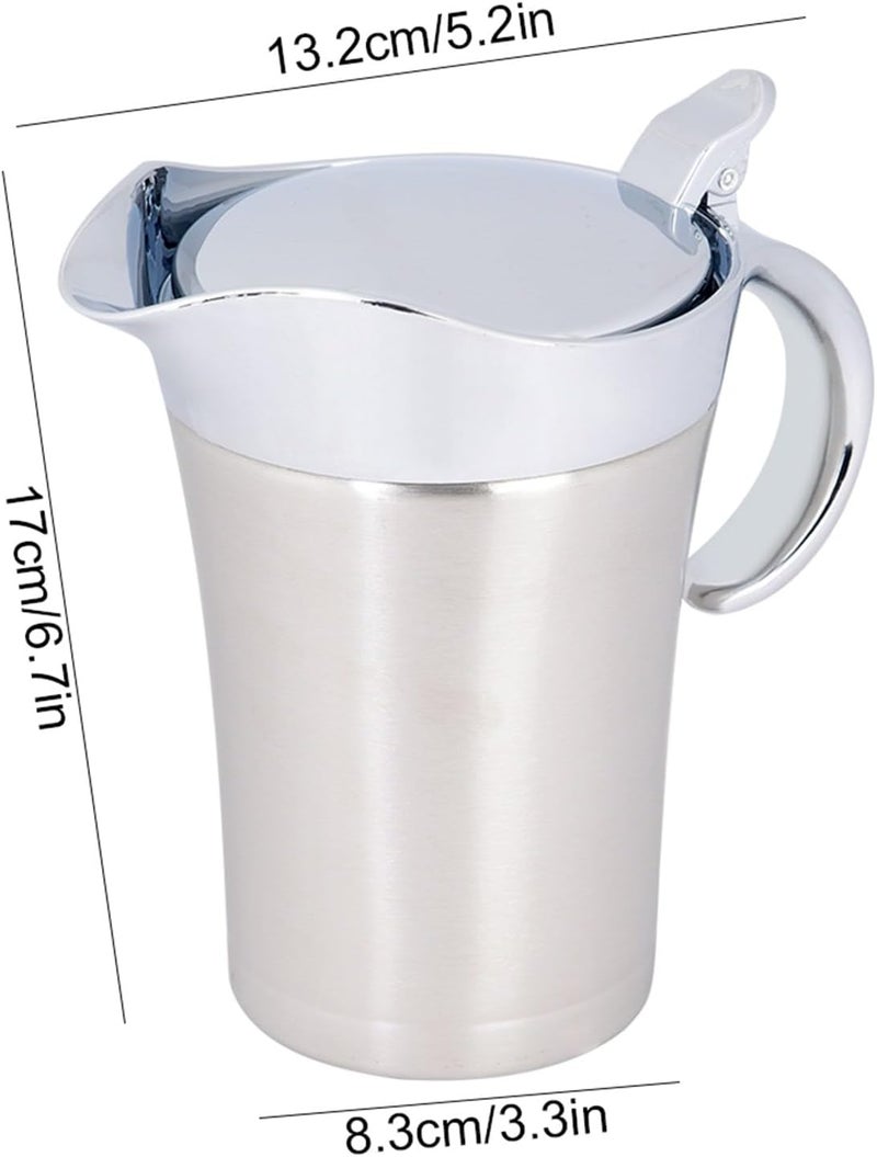 Insulated Gravy Boat, Double Walled Insulated Gravies Boat One Hand Operation Stainless Steel Gravy Warmer with Lid for Storing Various Liquids (Large size 750ml) - Image 2