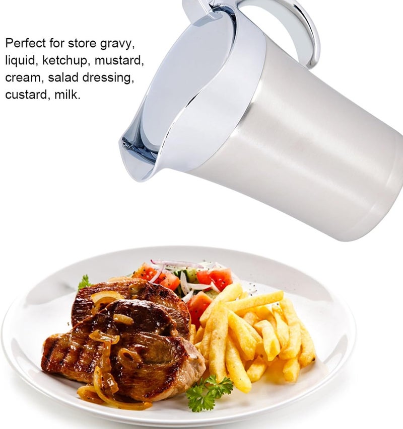 Insulated Gravy Boat, Double Walled Insulated Gravies Boat One Hand Operation Stainless Steel Gravy Warmer with Lid for Storing Various Liquids (Large size 750ml) - Image 5