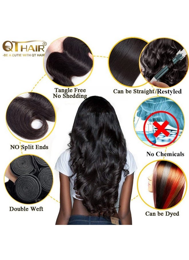 QTHAIR - 12A Grade Brazilian Virgin Hair Body Wave Natural 100% Unprocessed Virgin Brazilian Body Wavy Human Hair Weave 3 Bundles 20" 18" 16" 300G Brazilian Body Wave Human Hair Extensions - Image 1