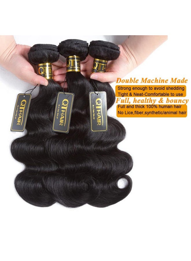 QTHAIR - 12A Grade Brazilian Virgin Hair Body Wave Natural 100% Unprocessed Virgin Brazilian Body Wavy Human Hair Weave 3 Bundles 20" 18" 16" 300G Brazilian Body Wave Human Hair Extensions - Image 1