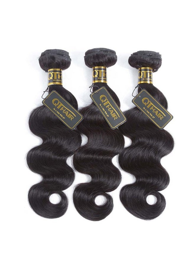 QTHAIR - 12A Grade Brazilian Virgin Hair Body Wave Natural 100% Unprocessed Virgin Brazilian Body Wavy Human Hair Weave 3 Bundles 20" 18" 16" 300G Brazilian Body Wave Human Hair Extensions - Image 1