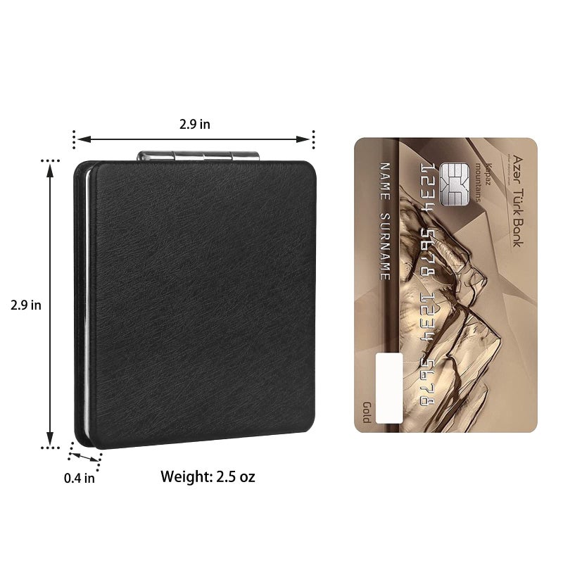Ytlx Compact Makeup Mirror For Pocket Purse Clutch  1X/2X Magnifying Foldable Cosmetic Mirror  Portable Travel Mirror For Beauty  Black Elegant Vanity Mirror For Men And Women - Image 5