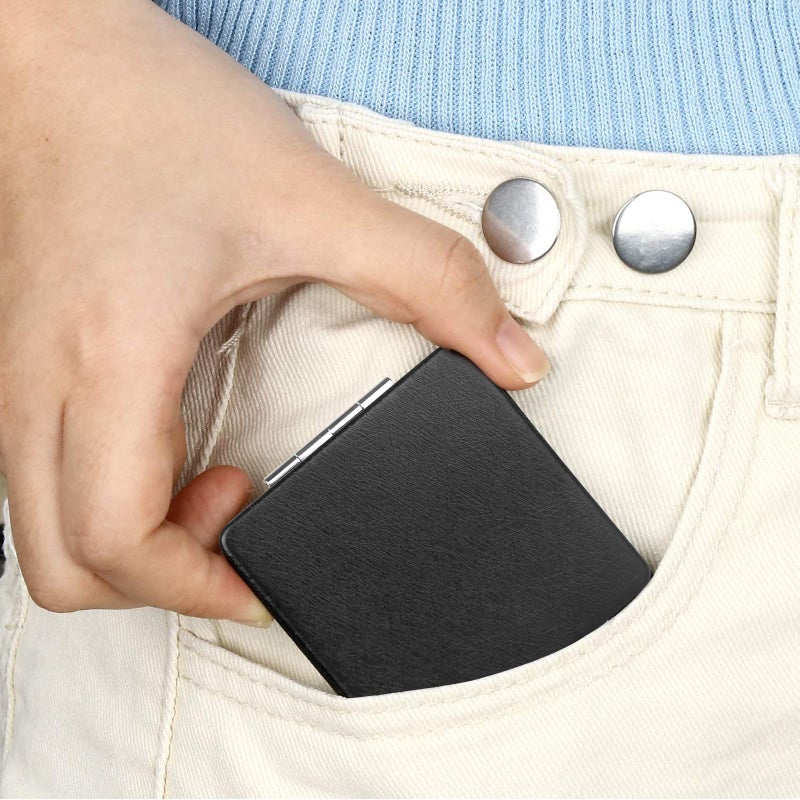 Ytlx Compact Makeup Mirror For Pocket Purse Clutch  1X/2X Magnifying Foldable Cosmetic Mirror  Portable Travel Mirror For Beauty  Black Elegant Vanity Mirror For Men And Women - Image 4