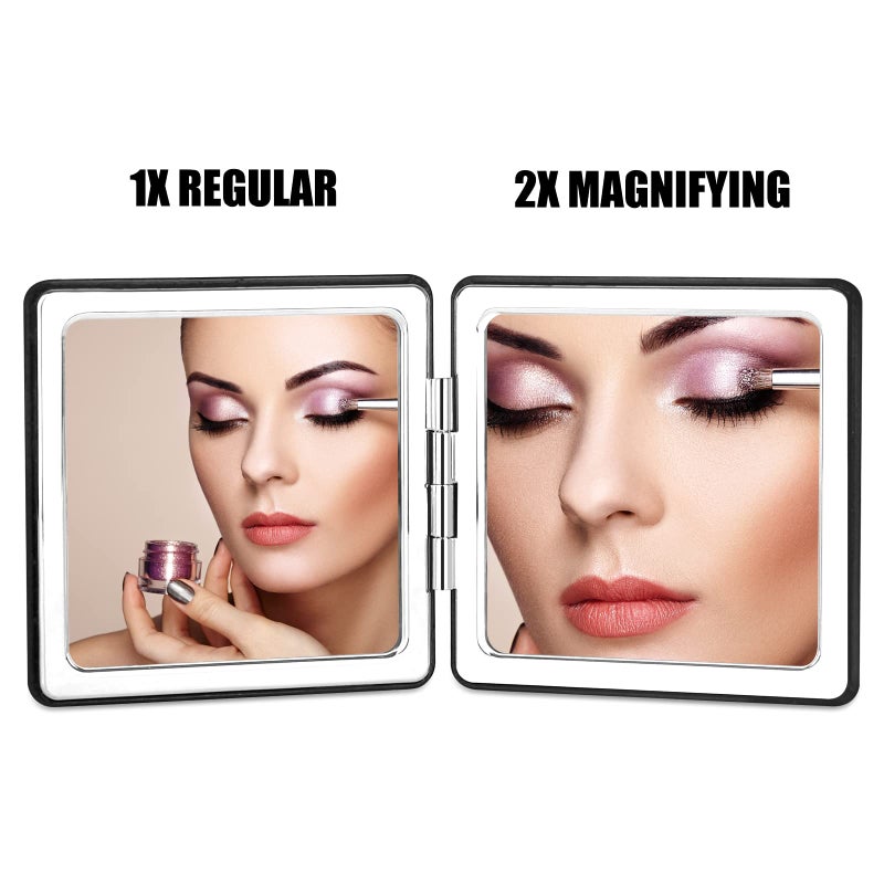 Ytlx Compact Makeup Mirror For Pocket Purse Clutch  1X/2X Magnifying Foldable Cosmetic Mirror  Portable Travel Mirror For Beauty  Black Elegant Vanity Mirror For Men And Women - Image 2