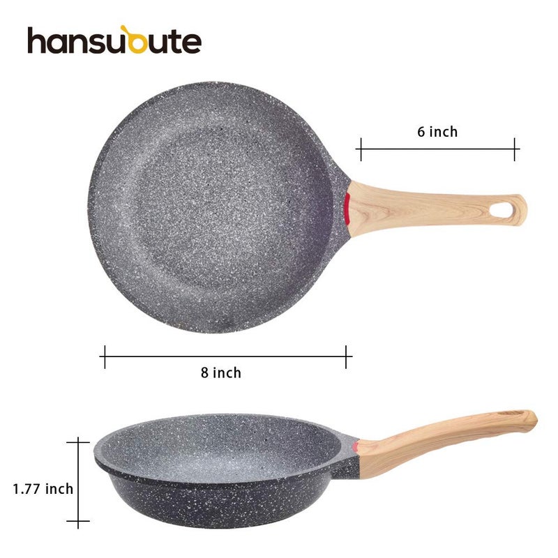 hansubute مقلاة هانسوبوت التعريفي غير اللاصقة، مقلاة خفيفة الوزن، مقلاة عجة صحية وغير سامة، جميع المواقد متوافقة مع مقلاة البيض (رمادي 8 بوصة) - Image 5