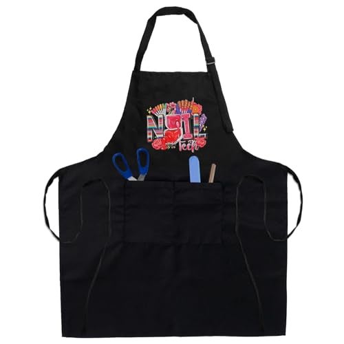 BOMOQING Adjustable Nail Apron, Waterproof Manicurist Tech Apron with 2 Pockets, Professional Nail Art Supplies for Nail Salons Cosmetology Smock (Rainbow) - Image 3