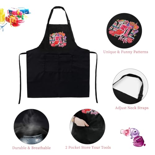 BOMOQING Adjustable Nail Apron, Waterproof Manicurist Tech Apron with 2 Pockets, Professional Nail Art Supplies for Nail Salons Cosmetology Smock (Rainbow) - Image 4
