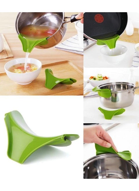 NextWave Enterprise AntiSpill Kitchen Funnel Gadget Silicone Slip On Pour Spout On Single Free for Pots Pans and Bowls and Jars Kitchen Tool Pack of 1